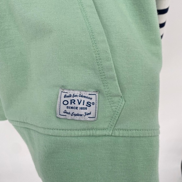Orvis Classic Collection Mint Green Striped Pullover Hoodie Size Large - Picture 3 of 9